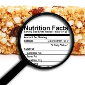Nutrition facts with magnifying glass