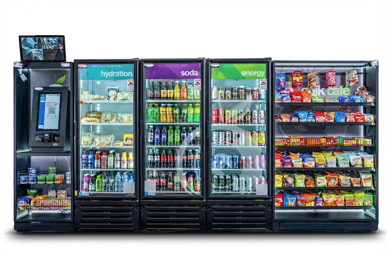Micro Market with snacks, drinks, and a payment machine