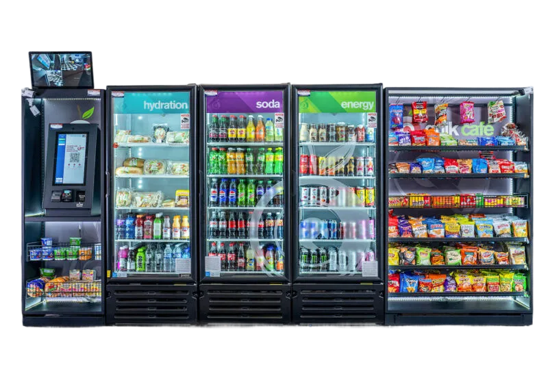 Micro Market with snacks, drinks, and a payment machine