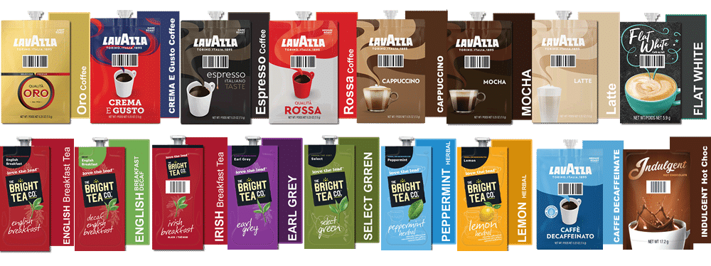 two rows of Flavia Drink Flavors